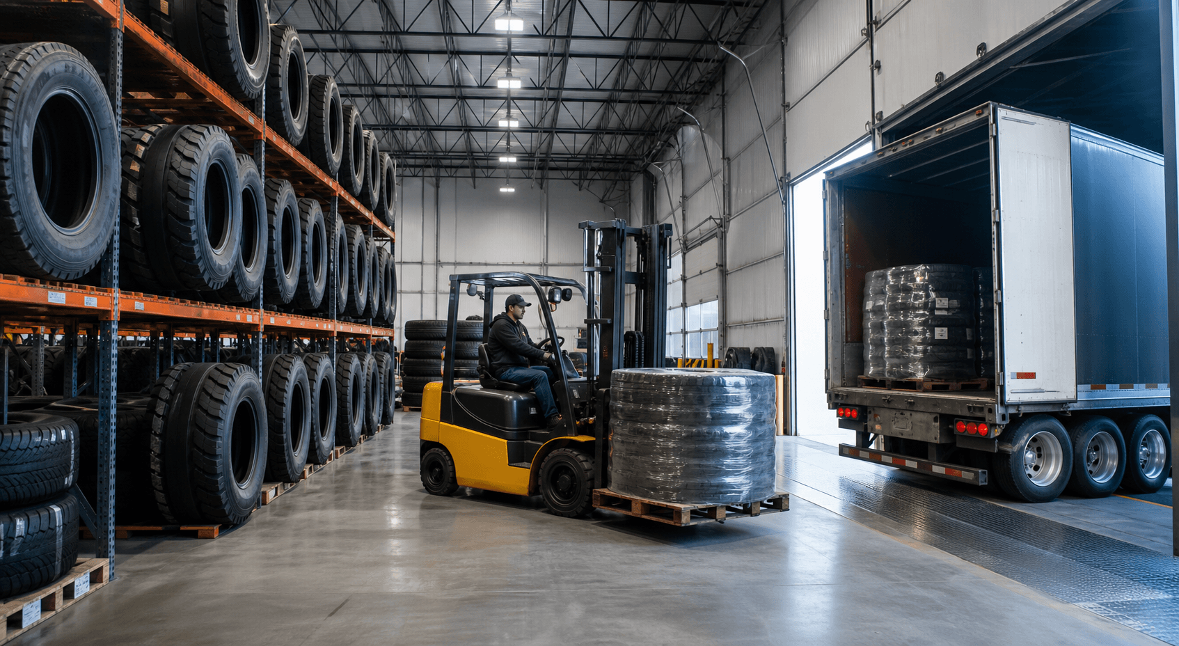 Commercial truck tire distribution warehouse